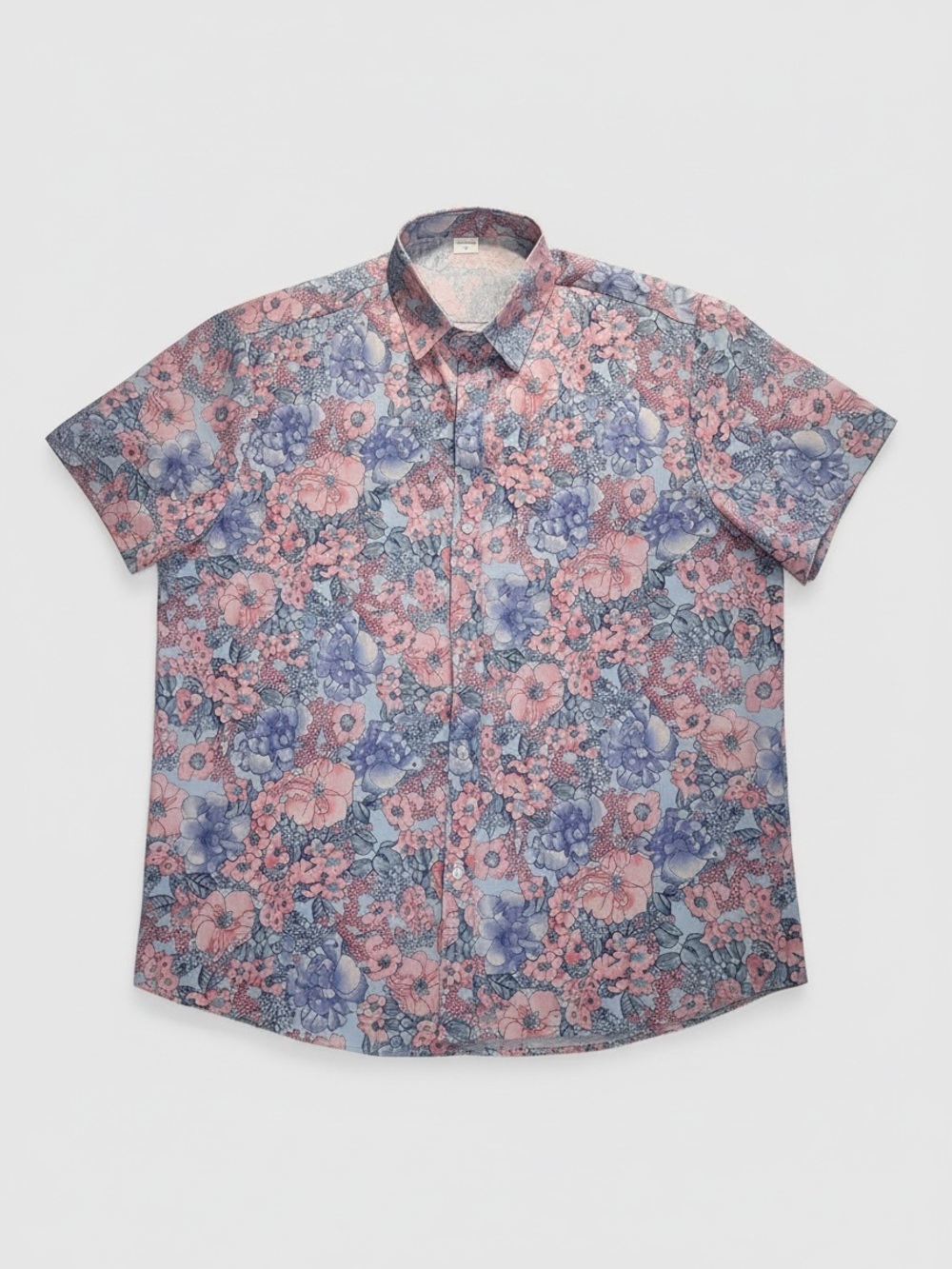 SHEIN Pink & Blue Floral Short-Sleeve Button-Down Shirt